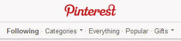 Secțiunea categorii vechi Pinterest