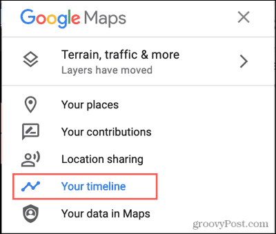 Meniul Google Maps, Cronologia dvs.