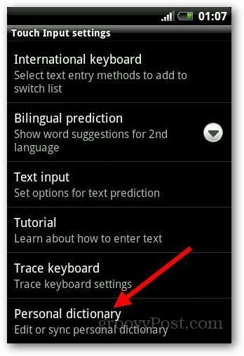 Adăugați dicționarul Android 4