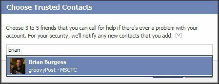 facebook adaugă contacte de încredere
