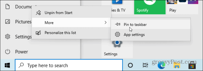 fixați setările în bara de activități Windows 10