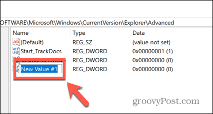 Windows 11 selectează dword