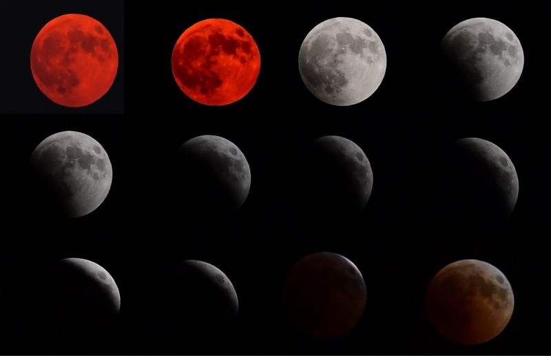 vor fi văzute în diferite culori în timpul eclipsei lunare