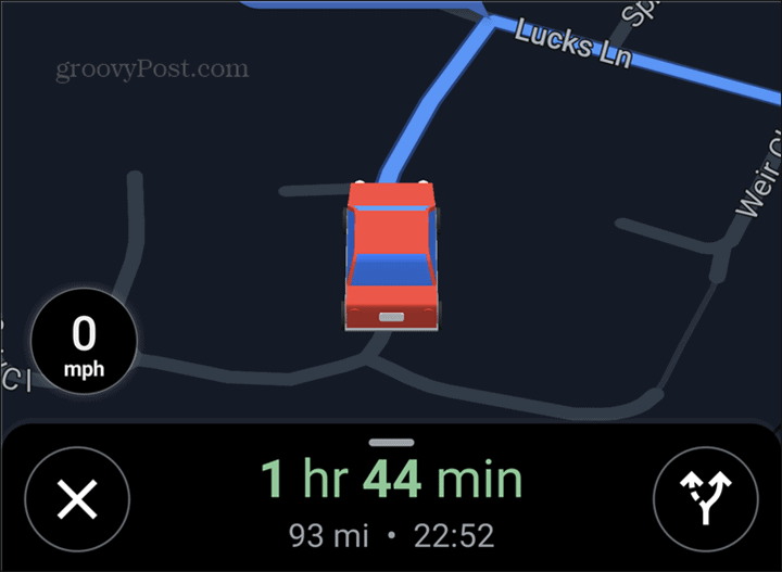Simbolul mașinii Google Maps roșu