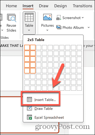 tabel de inserare powerpoint