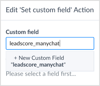 Introduceți un nume pentru a crea un nou câmp personalizat în ManyChat.