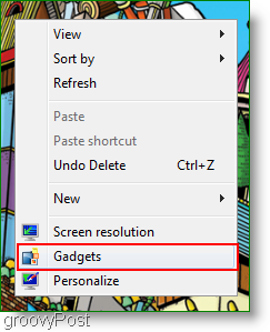 Windows 7 gadgeturi de citire a accesului la meniul contextual