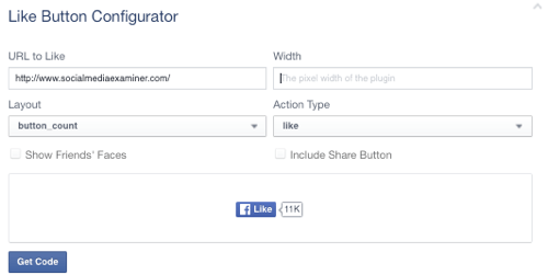 butonul de apreciere facebook setat la adresa URL