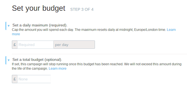 bugetul campaniei publicitare twitter
