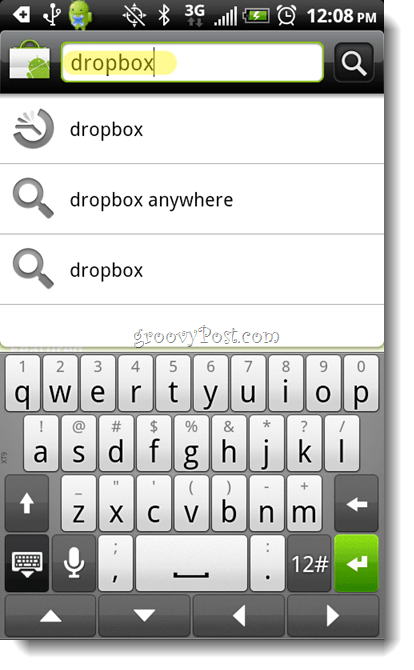 Aplicația de căutare pentru Android Dropbox