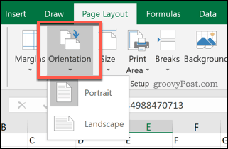 Opțiuni de orientare a paginii Excel
