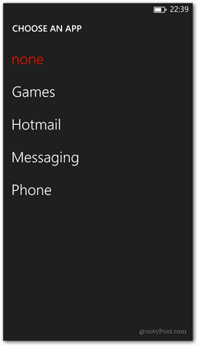 Windows Phone 8 Blocare ecran personalizați alege aplicația pentru a afișa starea rapidă