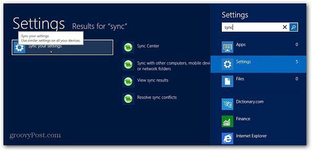 Cum să gestionați funcția de sincronizare Windows 8