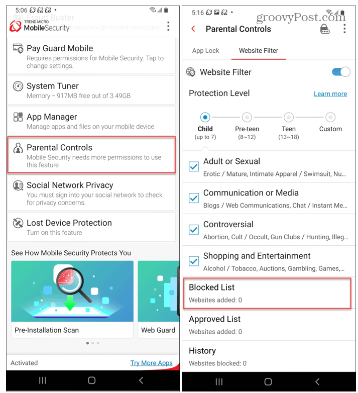 Control parental Trend Micro