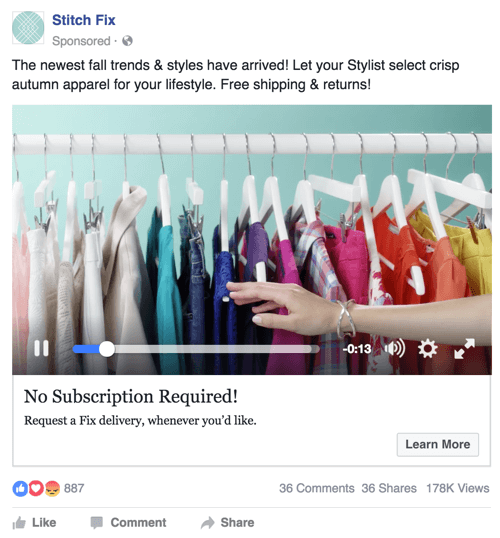 stitch fix anunț video facebook