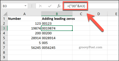 Adăugarea unui număr setat de zerouri inițiale în celulele Excel