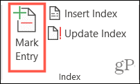 Marcați butonul de introducere a indexului