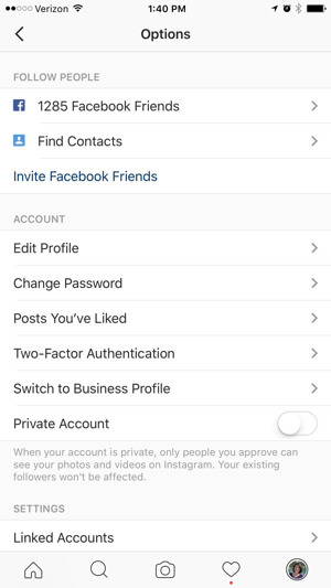 opțiuni de profiluri de afaceri instagram