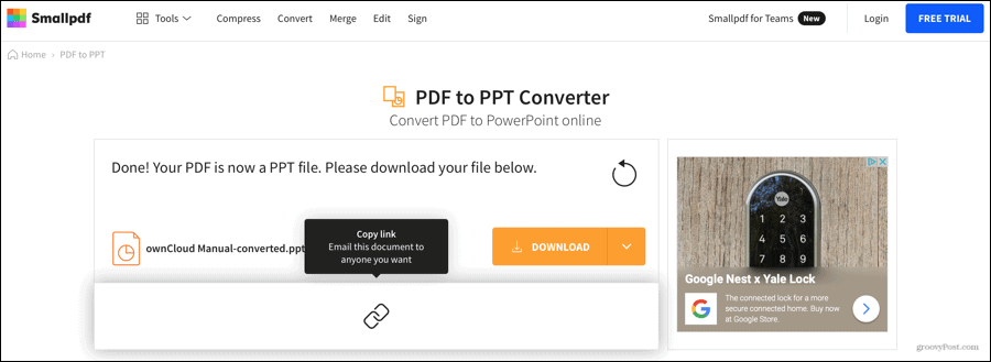 Smallpdf PDF convertit în PowerPoint