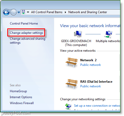 schimbați setările adaptorului de rețea în Windows 7