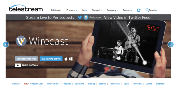 Wirecast vă permite să transmiteți pe Facebook Live, Periscope și YouTube.