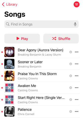 Melodiile preferate din Apple Music