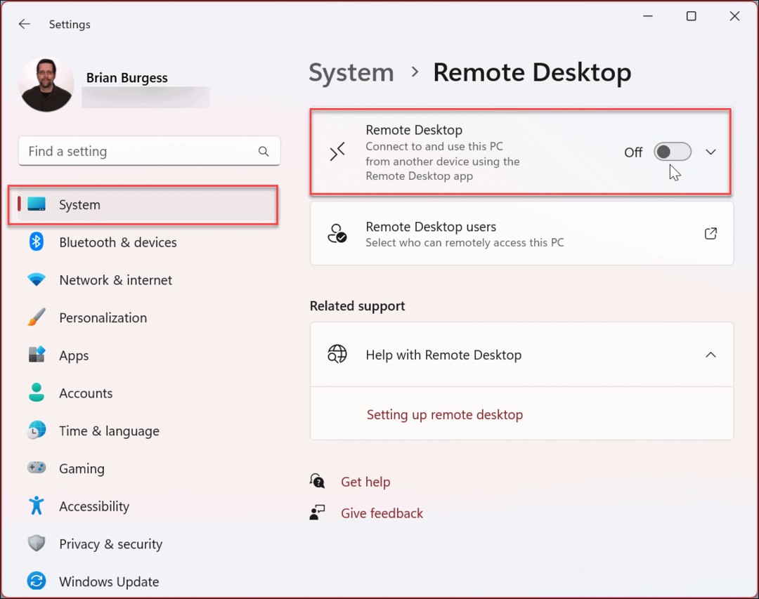 Dezactivați Desktop la distanță pe Windows 11