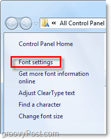 ajustați setările de fonturi în Windows 7 