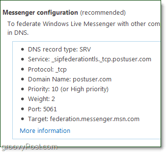 configurați-vă configurația de Messenger pentru a utiliza Windows Live Messenger cu domeniul dvs.