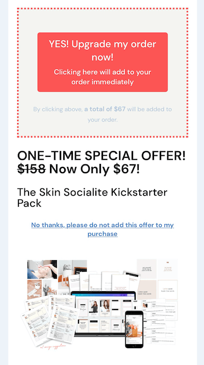 exemplu de ofertă de vânzare pe Instagram de 67 USD pentru pachetul lor kickstarter