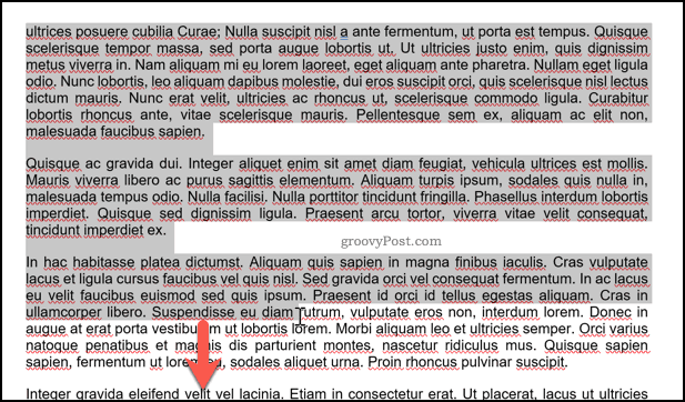 Selectarea textului în Microsoft Word