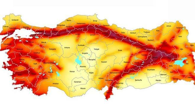 Harta riscului de cutremur din Turcia