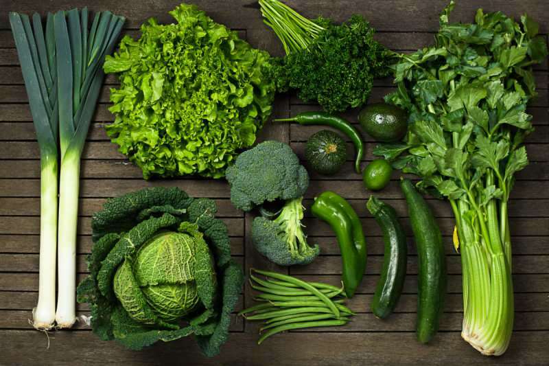Verde simbolizează legumele și sănătatea