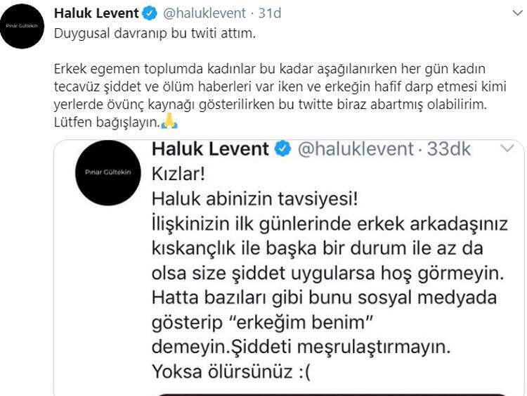 Reacția lui Haluk Levent Pınar Gültekin după ce a împărtășit crima adunată!