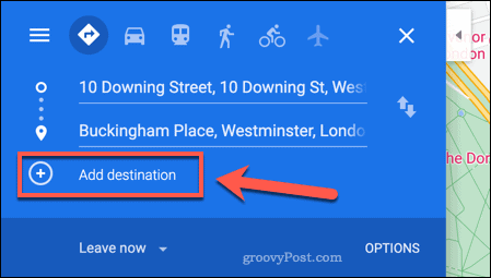 Adăugarea unei destinații noi pe o hartă a rutelor Google Maps