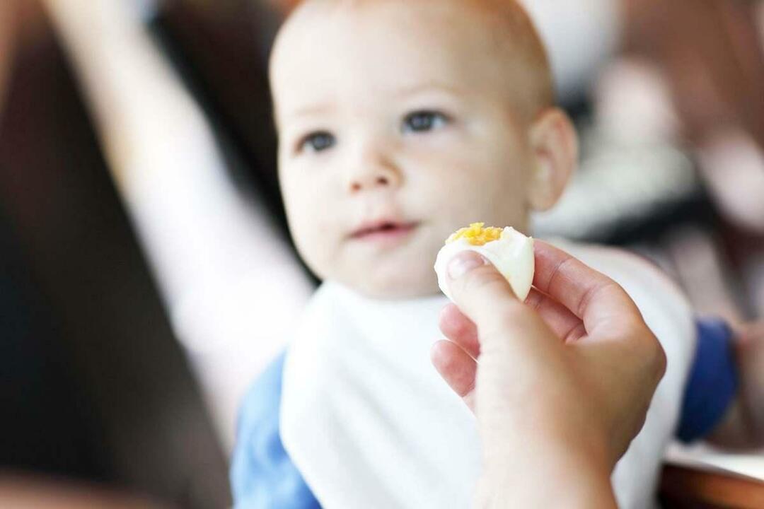 bebelușul mănâncă ou