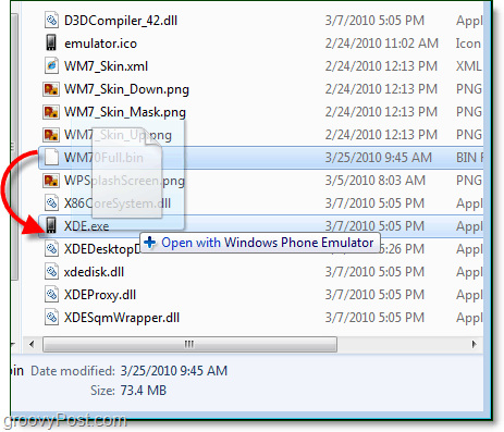 deschideți fișierul WM70Full.bin cu XDE.exe