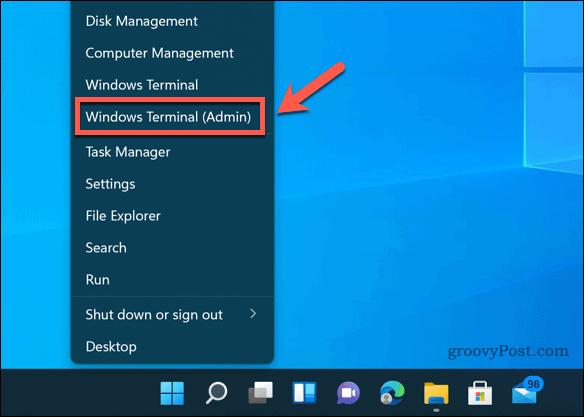 Deschiderea terminalului Windows pe Windows 11