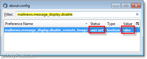schimba mailnews.message_display.disable_remote_image la false pentru a dezactiva ferestrele pop-up de conținut la distanță în Thunderbird 3