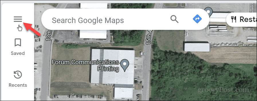 butonul meniu google maps