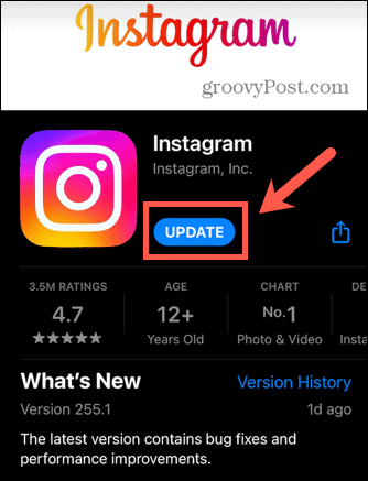 aplicația de actualizare instagram