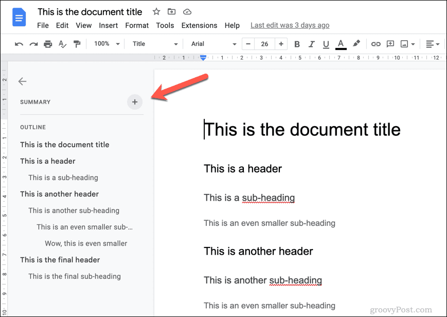 Schița documentului Google Docs