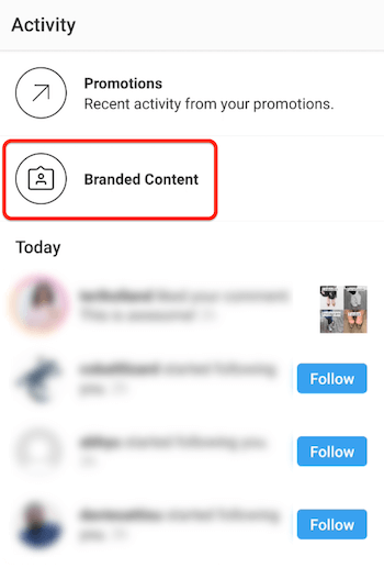 vizualizați notificarea de conținut marca Instagram