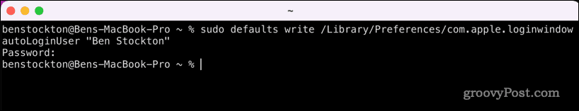 Activați autentificarea automată pe Mac folosind Terminal