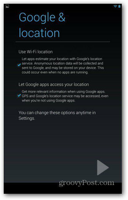 Conturi de utilizator Nexus 7 - Locația Google