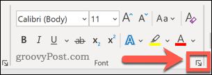 Accesarea setărilor fontului în Word