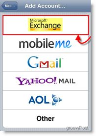 Apple iPhone și iPod Touch Adăugați serverul Exchange Exchange ActiveSync