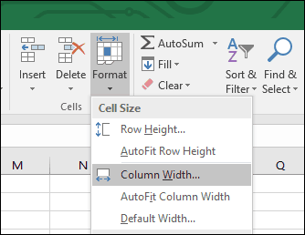 Excel-coloană lățime