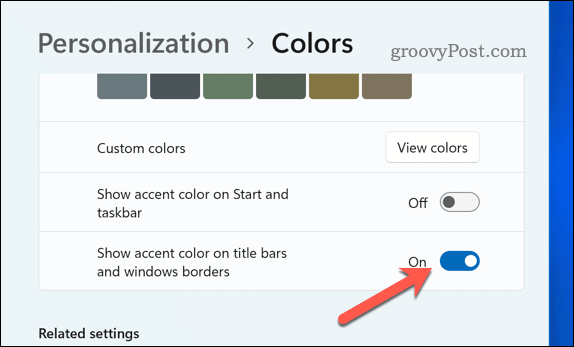 Activați culoarea chenarului în Windows