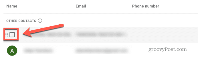 caseta de selectare gmail